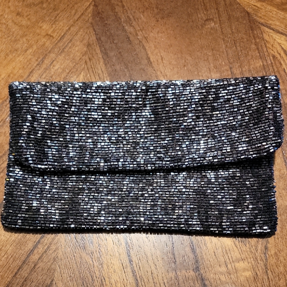 Elegant Black Sequin Clutch